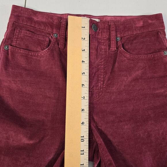 Madewell 10” High Rise Skinny Jeans Womens Red/Burgundy Velvet Size 26 (27 X 27) - Picture 5 of 15